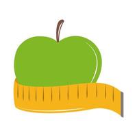 doctor healthy measuring tape fresh green apple flat style icon vector