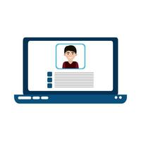 laptop computer video teaching home education flat style icon vector