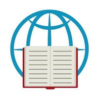 icono de estilo plano de educación en el hogar de conexión de libro mundial vector