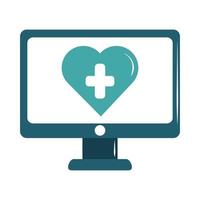 online doctor computer medical technology care flat style icon vector