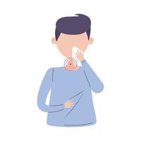 covid 19 coronavirus, sick man sore throat, isolated icon vector