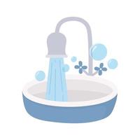 fregadero, lavabo, grifo, agua, aislado, icono, blanco, plano de fondo vector