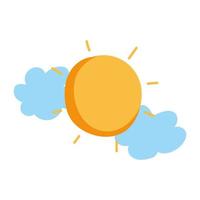 sun clouds weather isolated icon white background vector