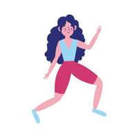 Mujer joven en pose de yoga practicando icono aislado fondo blanco. vector