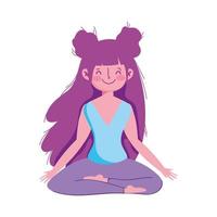 girl in yoga pose practicing isolated icon white background vector