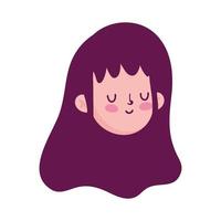 cara de niña personaje de dibujos animados icono aislado fondo blanco vector