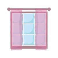 window frame curtain decoration isolated icon white background vector