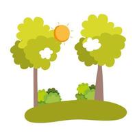 landscape trees bush grass isolated icon white background vector