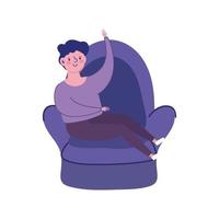 man resting in chair isolated icon on white background vector