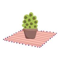 Planta en maceta sobre alfombra icono aislado de decoración sobre fondo blanco. vector