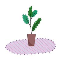 potted plant on carpet decoration isolated icon on white background vector