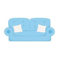 blue sofa and cushions furniture decoration isolated icon on white background vector