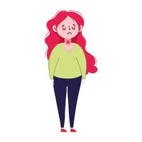 mujer con dolor de garganta diseño vectorial vector