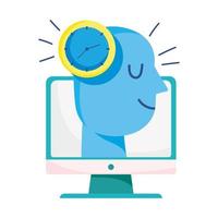 Human head with clock and computer vector design