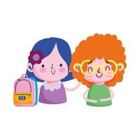 niñas niños con diseño de vector de bolsa