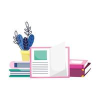 Isolated education books and plant vector design