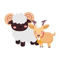 farm animals goat ram cartoon isolated icon on white background vector