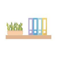 Estante con libros y diseño de vectores de plantas.