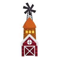 farm animals windmill house barn cartoon design vector