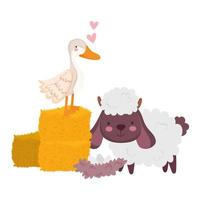 farm animals house goose goat eggs cartoon vector