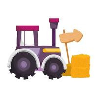 farm animals tractor windmill hay and sign arrow cartoon vector