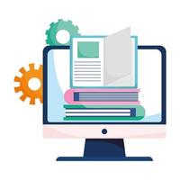 Isolated ebooks gears and computer vector design