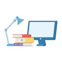 Isolated school books computer and lamp vector design