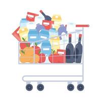 Isolated shopping cart with products vector design