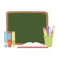 Isolated school board pencils mug and books vector design