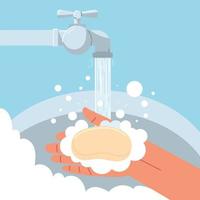 washing hand with soap vector