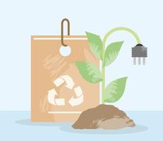 eco bag and electric plug vector