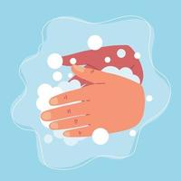 washing hands with foam vector