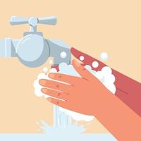 washing of hands with soap vector