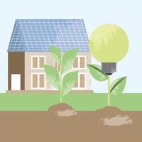 house and solar energy vector