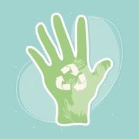 hand with recycle symbol vector