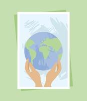 hands lifting world vector