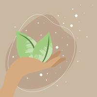 hand with leaves vector