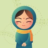 cute muslim woman vector