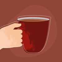 hand with coffee in mug vector