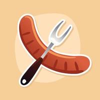 sausage and fork vector