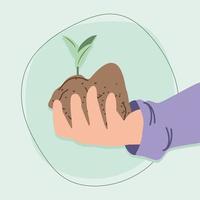 hand with plant vector