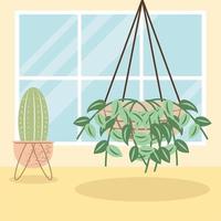 hanging potted plant vector