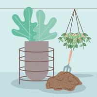 plants in pots and rake vector