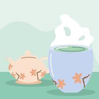 teapot and tea cup vector