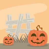 halloween pumpkin on grass vector