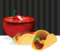 tacos and pepper sauce vector