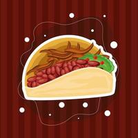 taco with sauce and beans vector