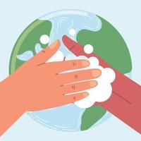 world handwashing theme vector