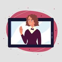 woman speak by phone vector