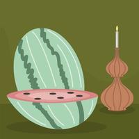 watermelon and candle vector